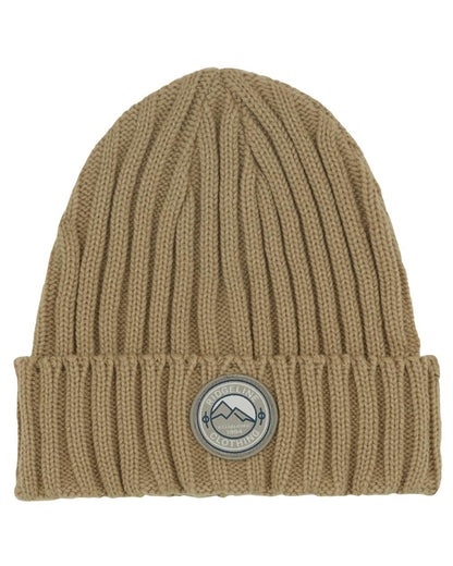 Stone Coloured Ridgeline Original Knitted Beanie on white background 