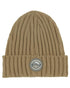 Stone Coloured Ridgeline Original Knitted Beanie on white background 