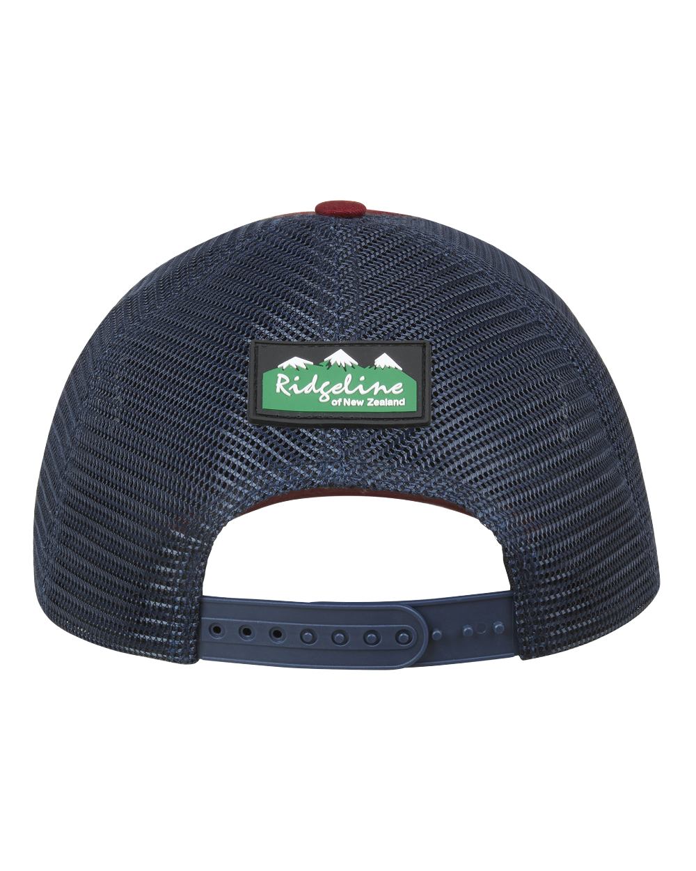 Navy Coloured Ridgeline RLNZ Trucker Cap on white background 