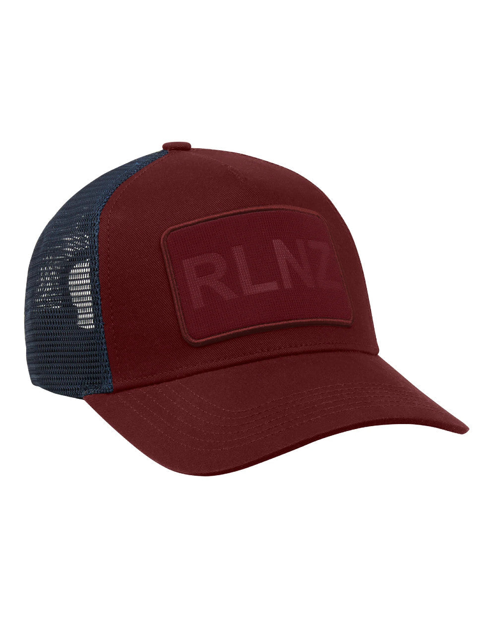 Rhubarb Coloured Ridgeline RLNZ Trucker Cap on white background 