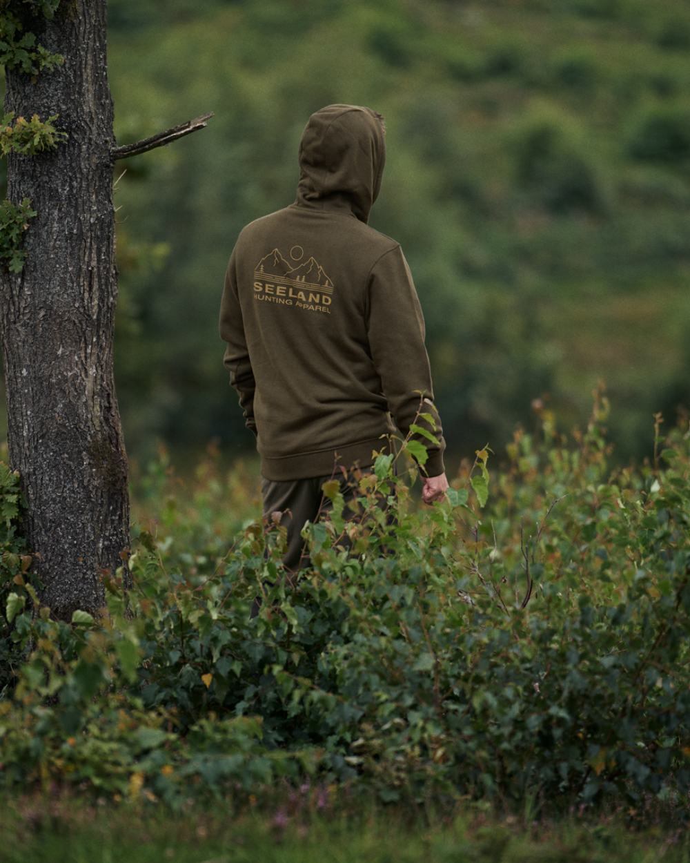 Grizzly Brown Coloured Seeland Kelvin Hoodie On A Forest Background