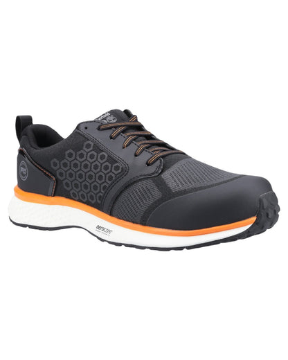 Black Orange Coloured Timberland Pro Mens Reaxion Composite Safety Trainers 2.0 on White Background
