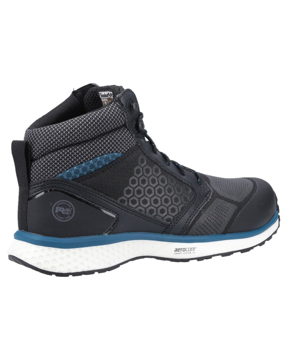 Black Blue Coloured Timberland Pro Mens Reaxion Mid Composite Safety Boots 2.0 on White Background
