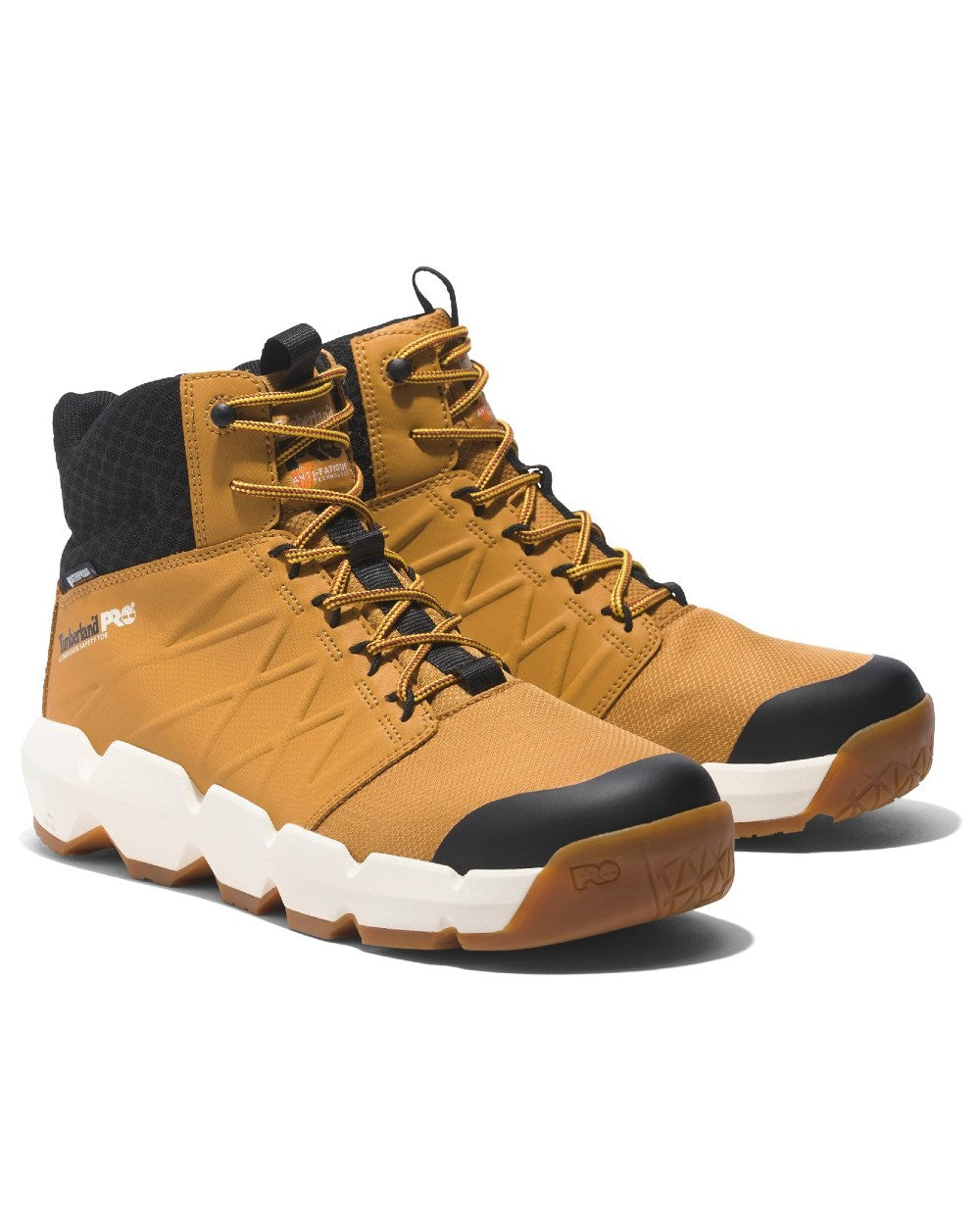 Wheat coloured Timberland Pro Morphix 6" Safety Boots on white background 