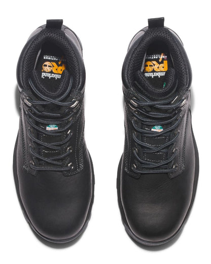 Black coloured Timberland Pro Titan 6inch Safety Boots on white background 