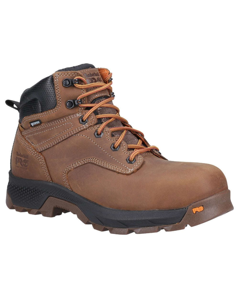 Brown coloured Timberland Pro Titan 6inch Safety Boots on white background 
