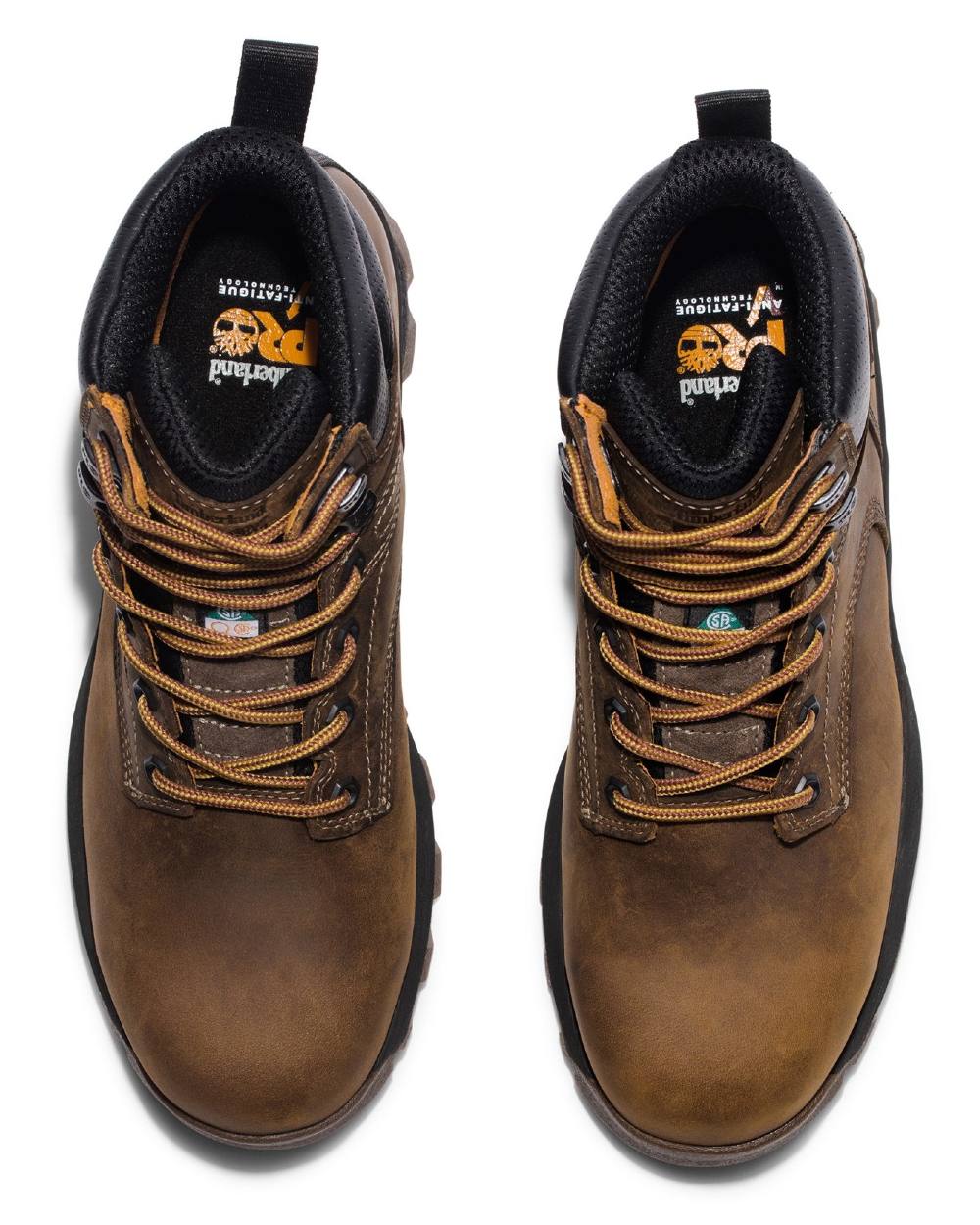 Brown coloured Timberland Pro Titan 6inch Safety Boots on white background 