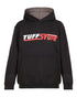 Black coloured TuffStuff Childrens Logo Hoodie on White Background 