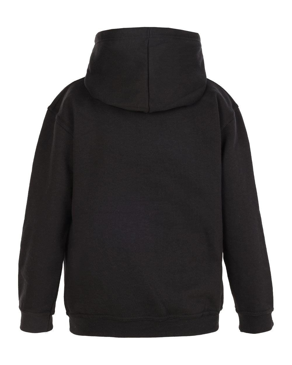 Black coloured TuffStuff Childrens Logo Hoodie on White Background 