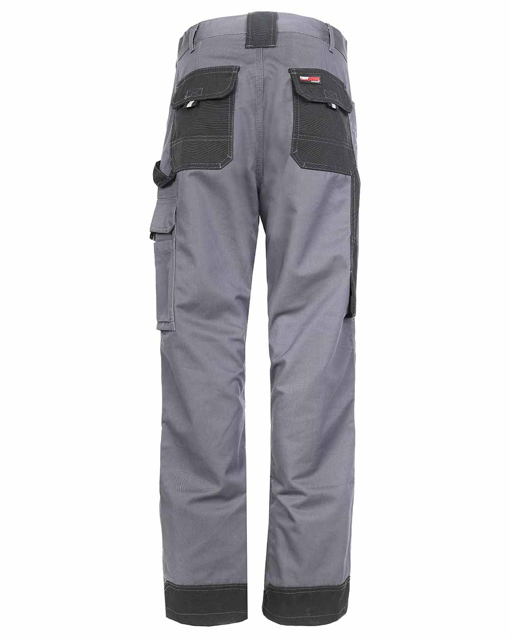 Grey Coloured TuffStuff Excel Work Trousers On A White Background 