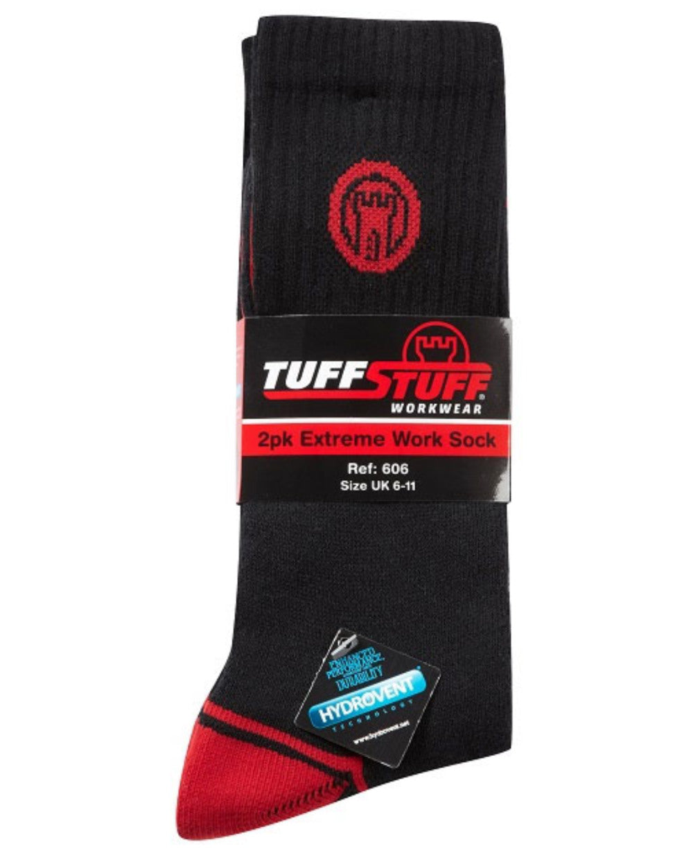 Black Red Coloured TuffStuff Extreme Socks On A White Background