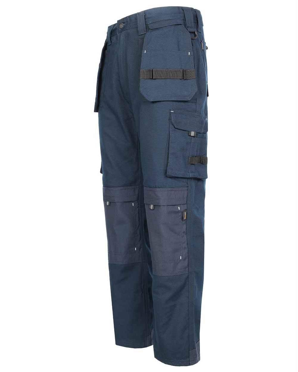 Navy Blue Coloured TuffStuff Extreme Work Trousers On A White Background 