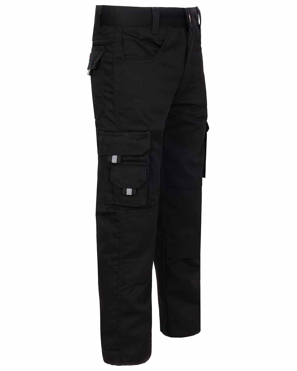 Black Coloured TuffStuff Junior Pro Work Trousers On A White Background 