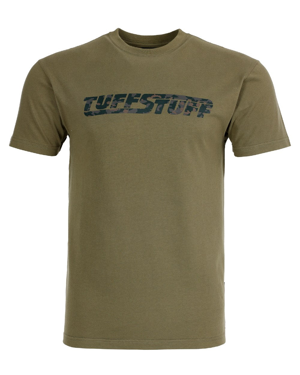 Olive coloured TuffStuff Logo T-Shirt on white background 