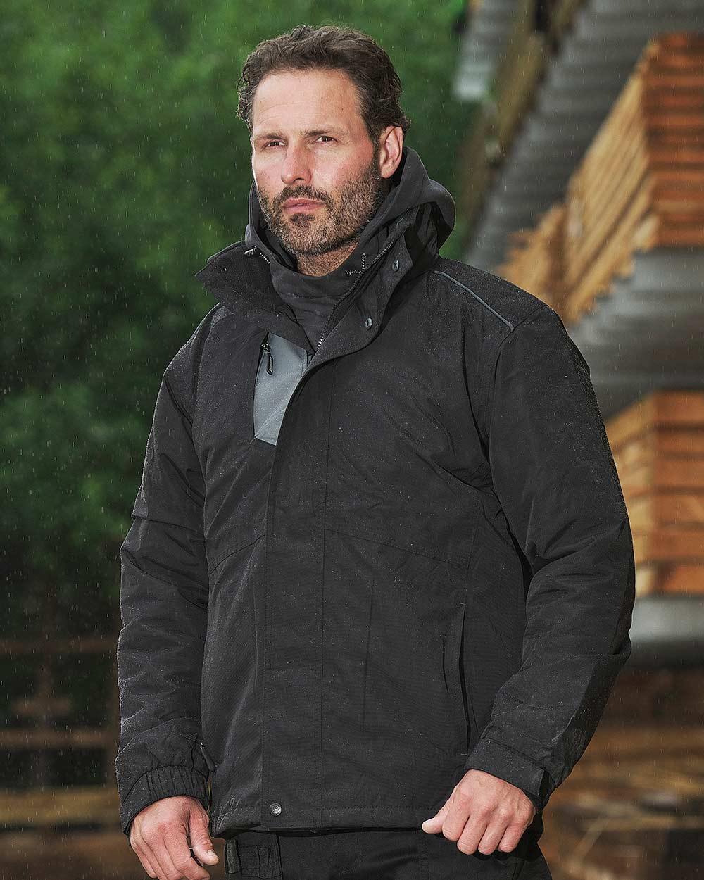 Black Coloured TuffStuff Newport Jacket On A Street Background 