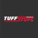 Tuffstuff Workwear logo. Red and white text on black background.