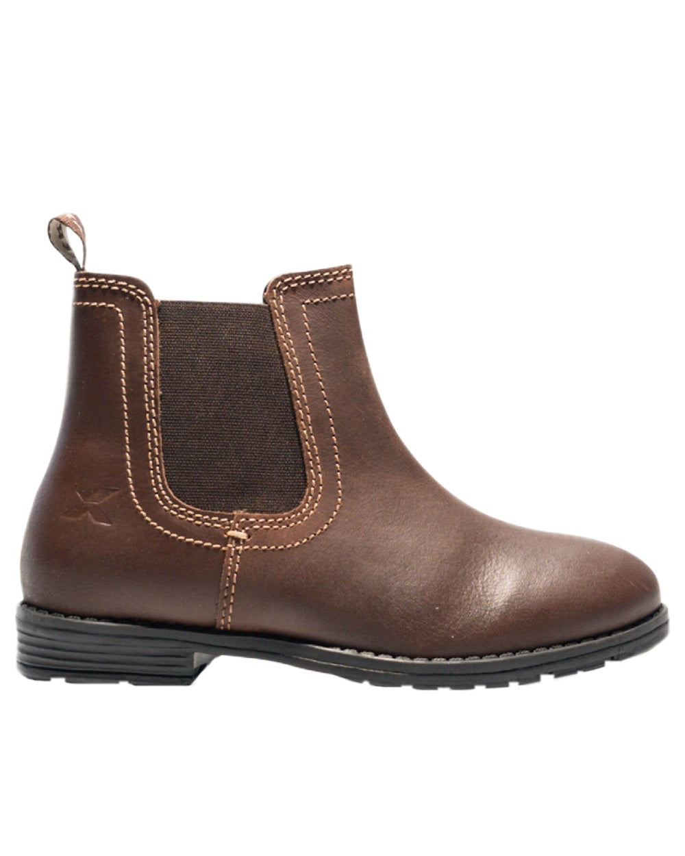 Rustic Brown Coloured Xpert Children Heritage Farrier Chelsea Boots on White Background
