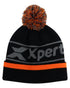 Black Coloured Xpert Children Pom Pom Beanie Hat on White Background
