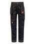 Black Coloured Xpert Children Pro Stretch Work Trousers on White Background
