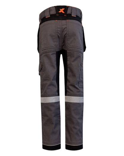 Grey Coloured Xpert Children Pro Stretch Work Trousers on White Background
