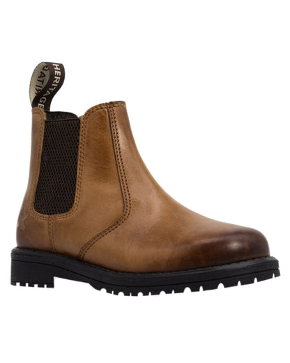 Burnished Brown Coloured Xpert Childrens Heritage Wrangler Dealer Boots on White Background
