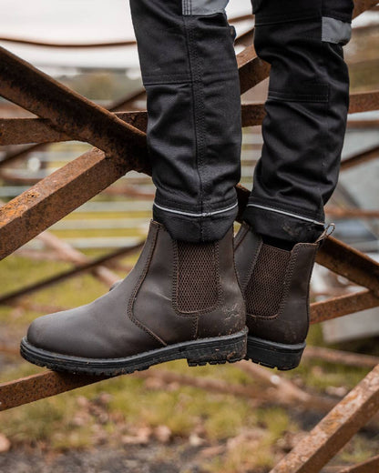 Dark Brown Coloured Xpert Childrens Heritage Wrangler Dealer Boots on White Background
