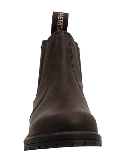 Dark Brown Coloured Xpert Childrens Heritage Wrangler Dealer Boots on White Background
