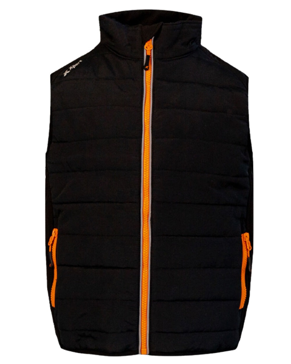 Black Coloured Xpert Childrens Pro Rip-Stop Panelled Bodywarmer on White Background
