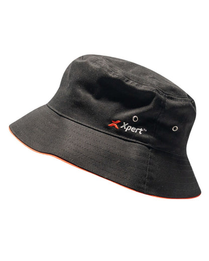 Black Coloured Xpert Core Bucket Hat on White Background
