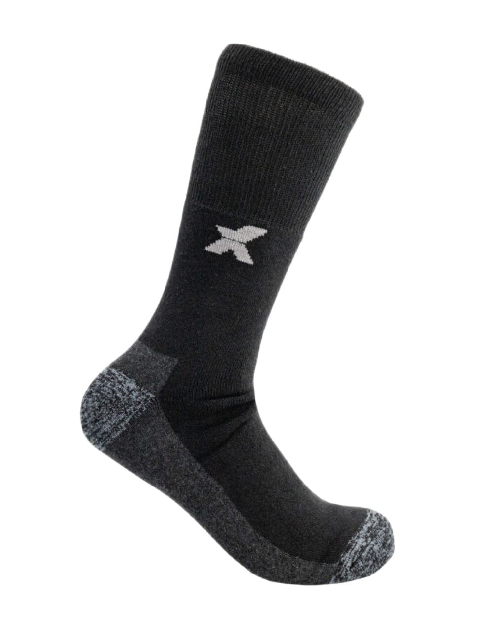 Black Grey Coloured Xpert Core Comfort Work Socks 3 Pack on White Background
