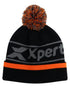 Black Coloured Xpert Core Pom Pom Beanie Hat on White Background
