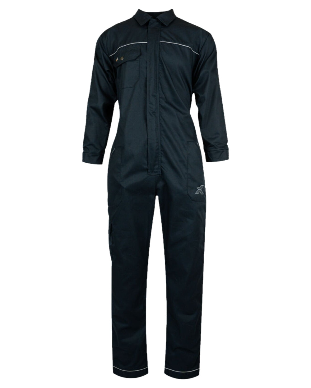 Navy Coloured Xpert Core Zip-Front Coverall on White Background
