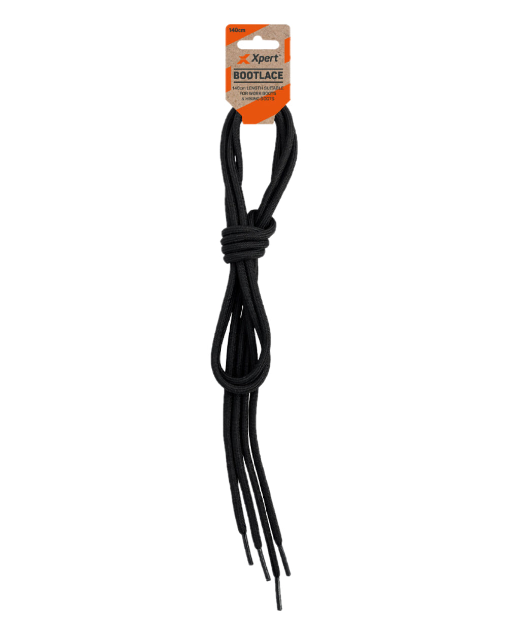 Black Coloured Xpert Hard Wearing Boot Laces on White Background

