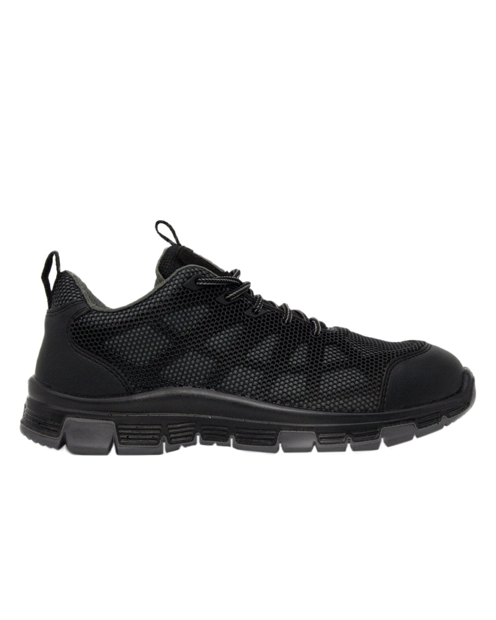 Black Grey Coloured Xpert Mens Charge S3L Safety Trainers on White 
Background
