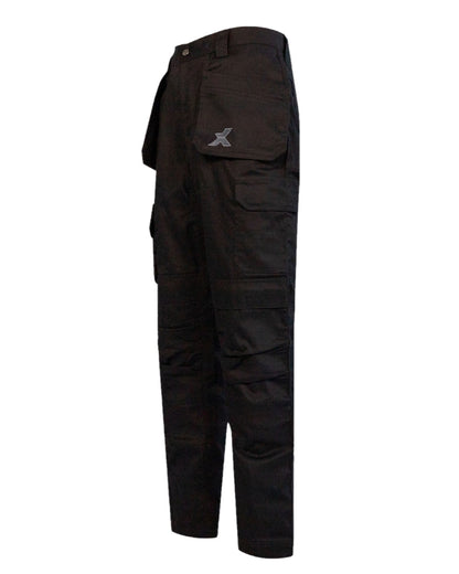 Black Coloured Xpert Mens Core Work Trousers on White Background
