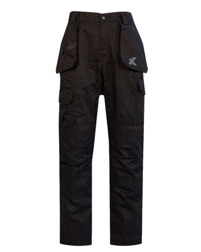 Black Coloured Xpert Mens Core Work Trousers on White Background
