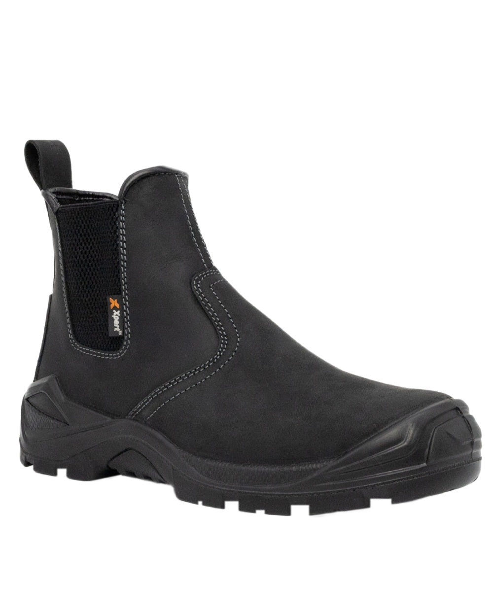 Black Coloured Xpert Mens Defiant S3 Safety Dealer Boots on White Background
