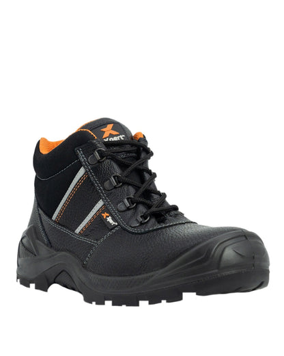 Black Coloured Xpert Mens Force S3 Safety Contract Boots on White Background
