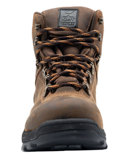 Brown Coloured Xpert Mens Heritage Explorer Waterproof Hiking Boots on White Background
