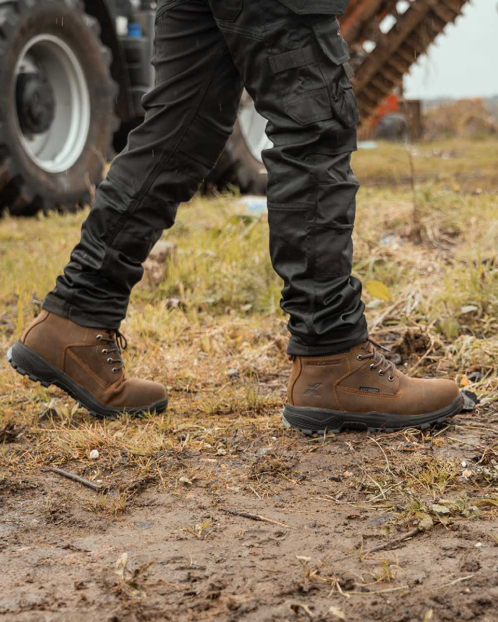 Brown Coloured Xpert Mens Heritage Legend Waterproof S7L Safety Boots on Outdoor Background
