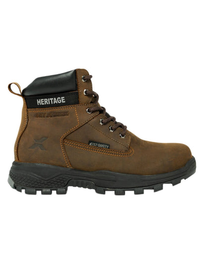 Brown Coloured Xpert Mens Heritage Legend Waterproof S7L Safety Boots on White Background
