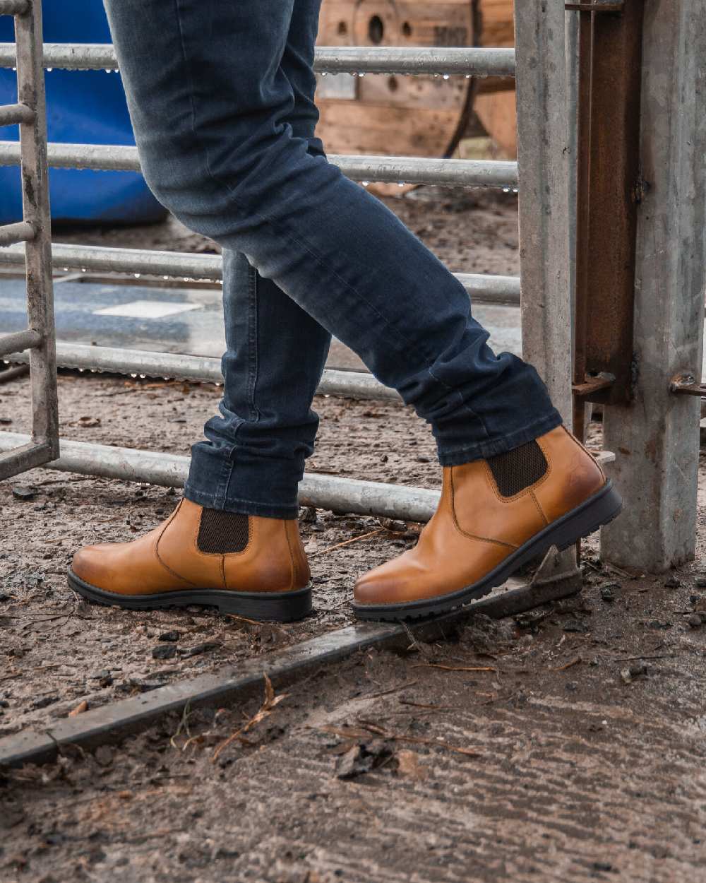 Burnished Tan Coloured Xpert Mens Heritage Saddler Dealer Boots on 
Outdoor Background
