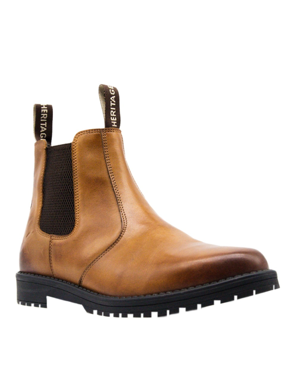 Burnished Tan Coloured Xpert Mens Heritage Saddler Dealer Boots on White Background
