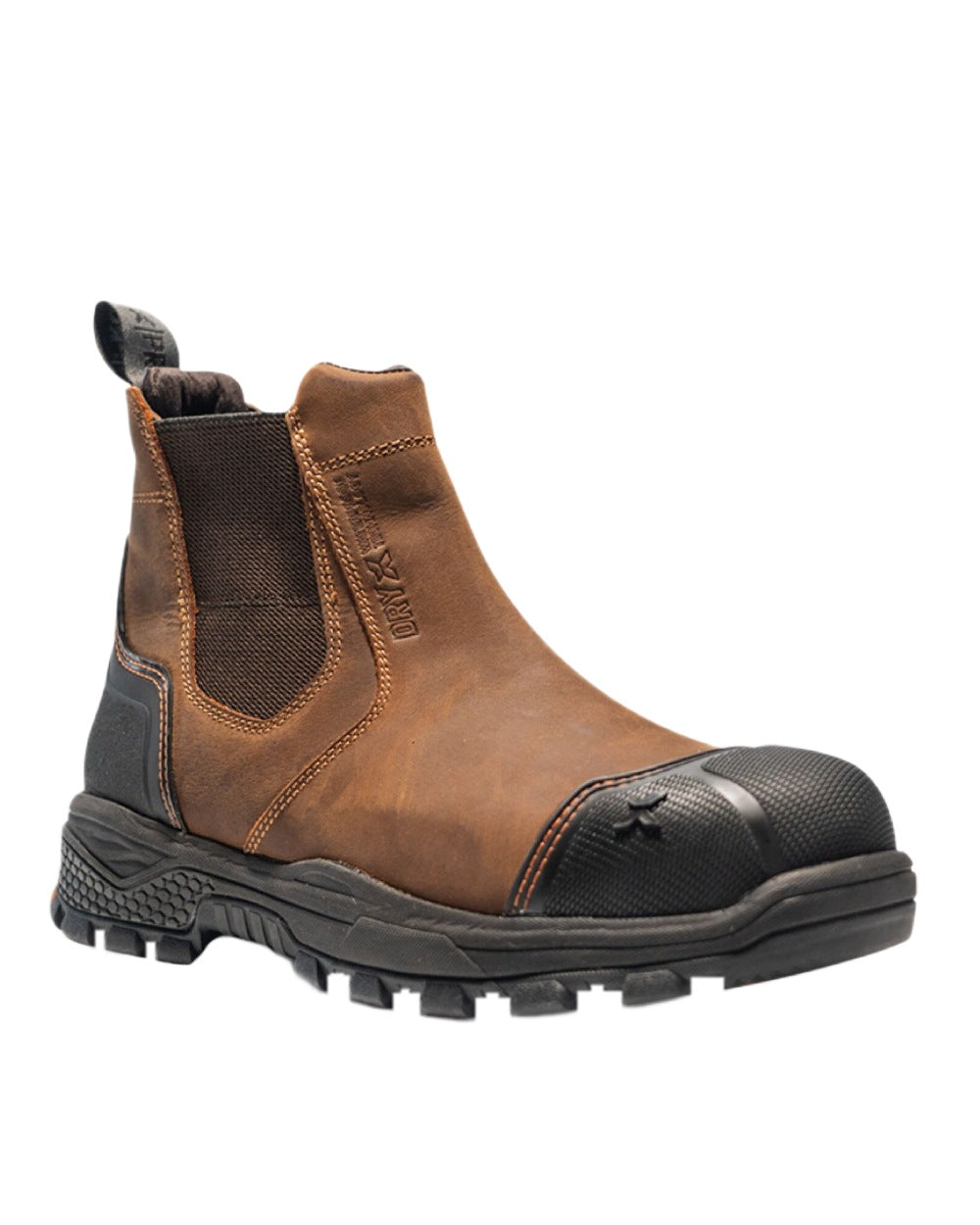 Brown Coloured Xpert Mens Pro Forge Waterproof S7L Safety Dealer Boots on White Background
