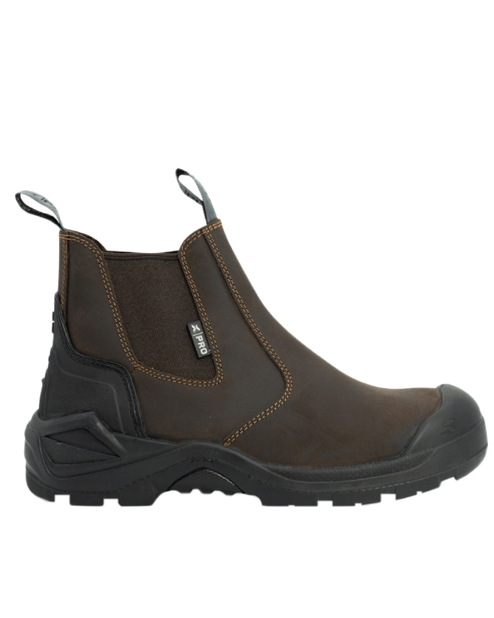 Brown Coloured Xpert Mens Pro Hutton S3L Safety Dealer Boots on White Background
