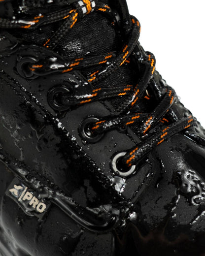 Black Coloured Xpert Mens Pro Raptor Waterproof Safety Boots on White Background
