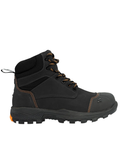 Black Coloured Xpert Mens Pro Raptor Waterproof Safety Boots on White Background
