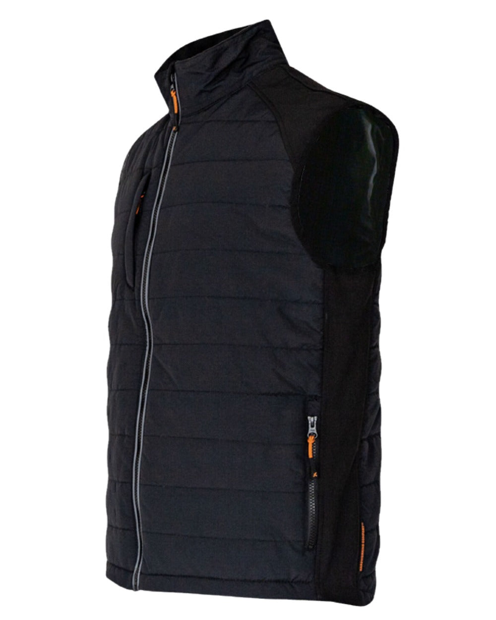 Black Coloured Xpert Mens Pro Rip-Stop Panelled Bodywarmer on White Background

