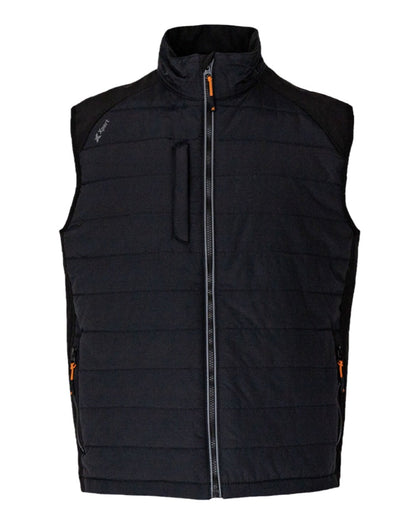 Black Coloured Xpert Mens Pro Rip-Stop Panelled Bodywarmer on White Background
