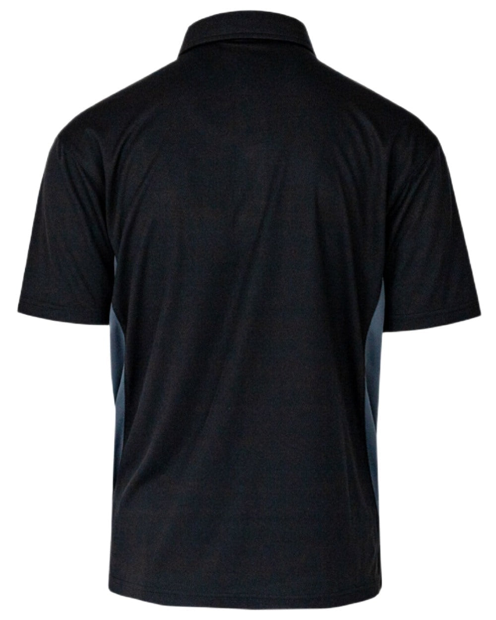 Black Grey Coloured Xpert Mens Pro Stretch Polo Shirt on White Background
